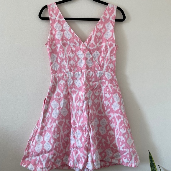 GAP 100% Linen Pink Patterned Dress with Pockets - Picture 7 of 13